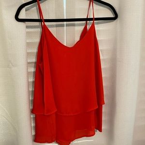 Red ruffle tank